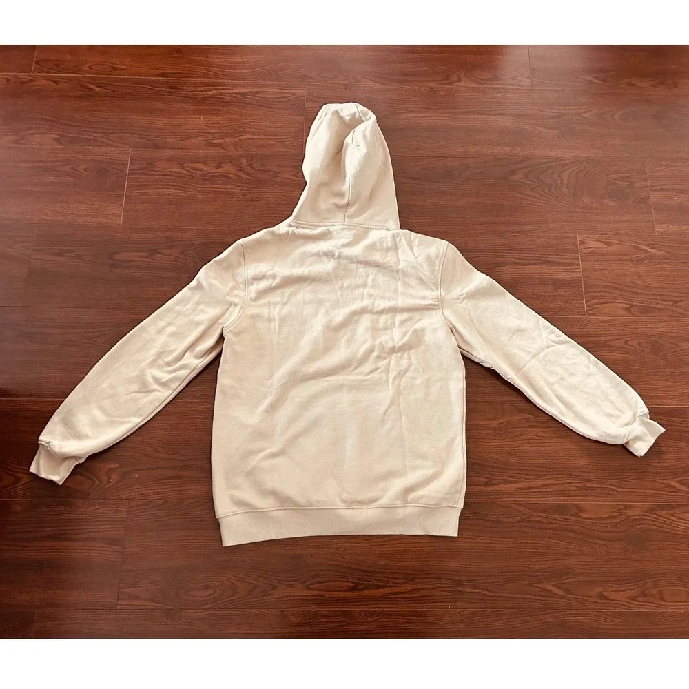 H & M Relaxed Fit Hoodie Mens M Medium Beige Tan Pullover Sweatshirt College - Picture 8 of 11